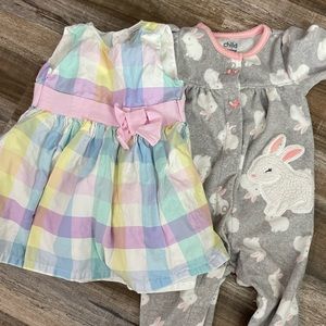 Girls Easter Bundle Dress and Pajamas size 3-6 months